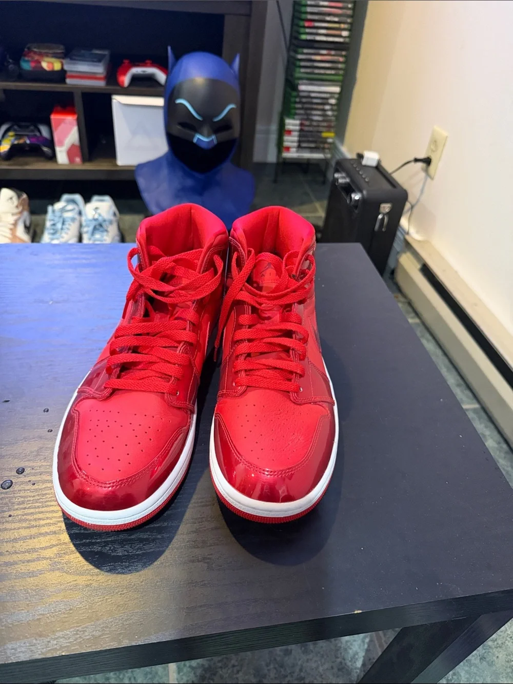 Jordan Men's Red High-Top Sneakers with White Midsole